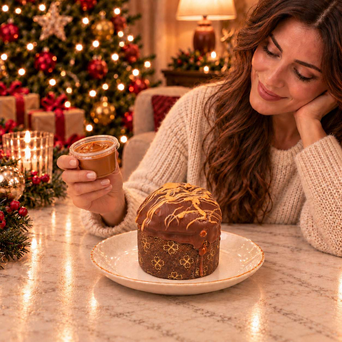 Panettoncino artigianale Caramello, Cioccolato e arachidi
