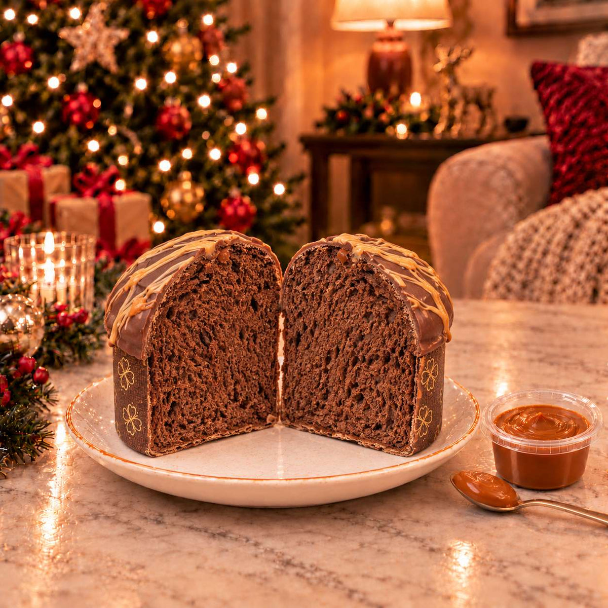 Panettoncino artigianale Caramello, Cioccolato e arachidi
