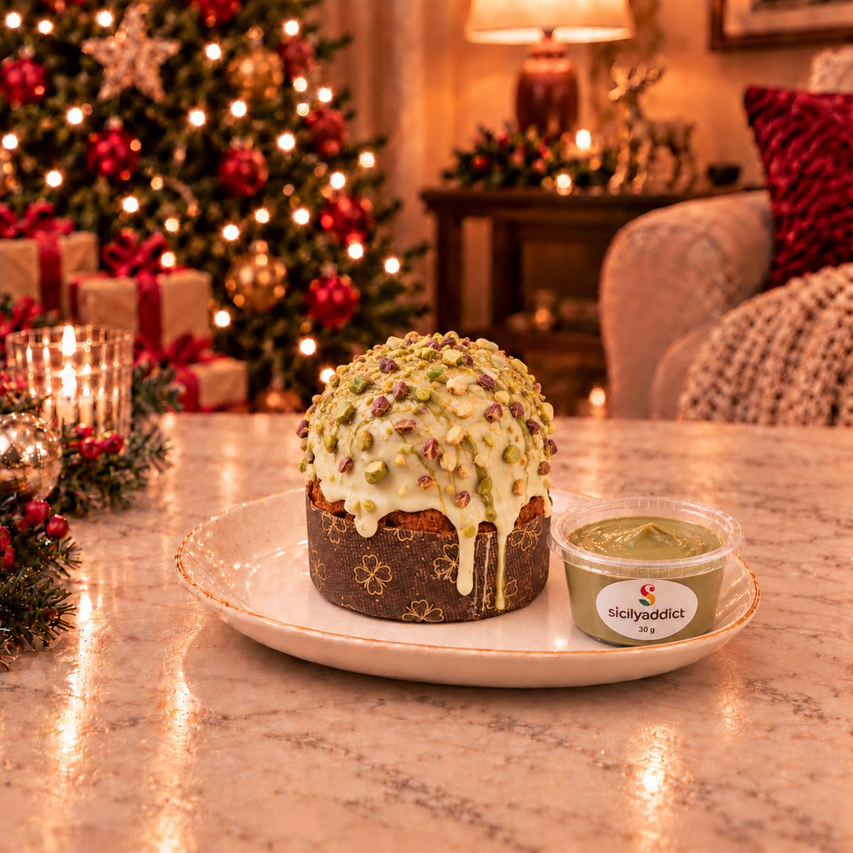 Panettoncino artigianale al cioccolato e pistacchio ciokopistacchio