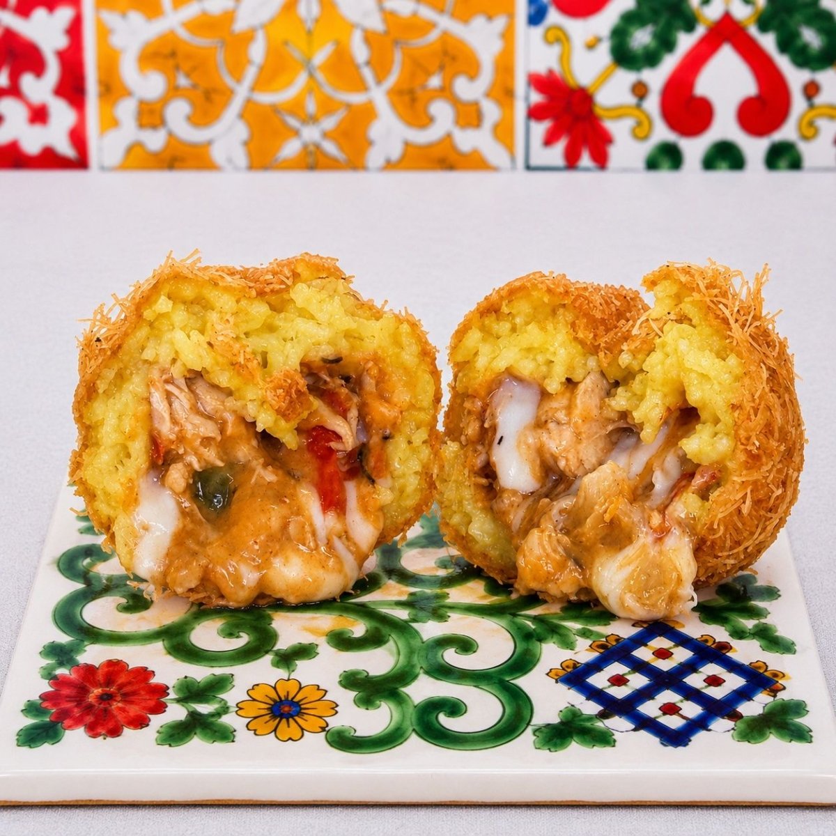 Arancini pollo e provola in pasta kataifi - SicilyAddict