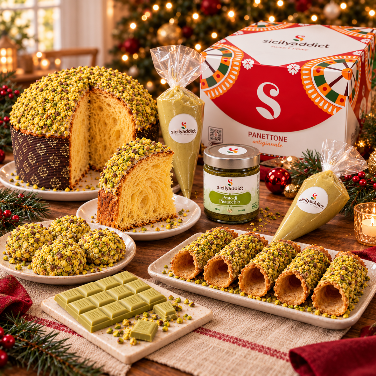 Cesta natalizia Green Christmas + confezione regalo - SicilyAddict