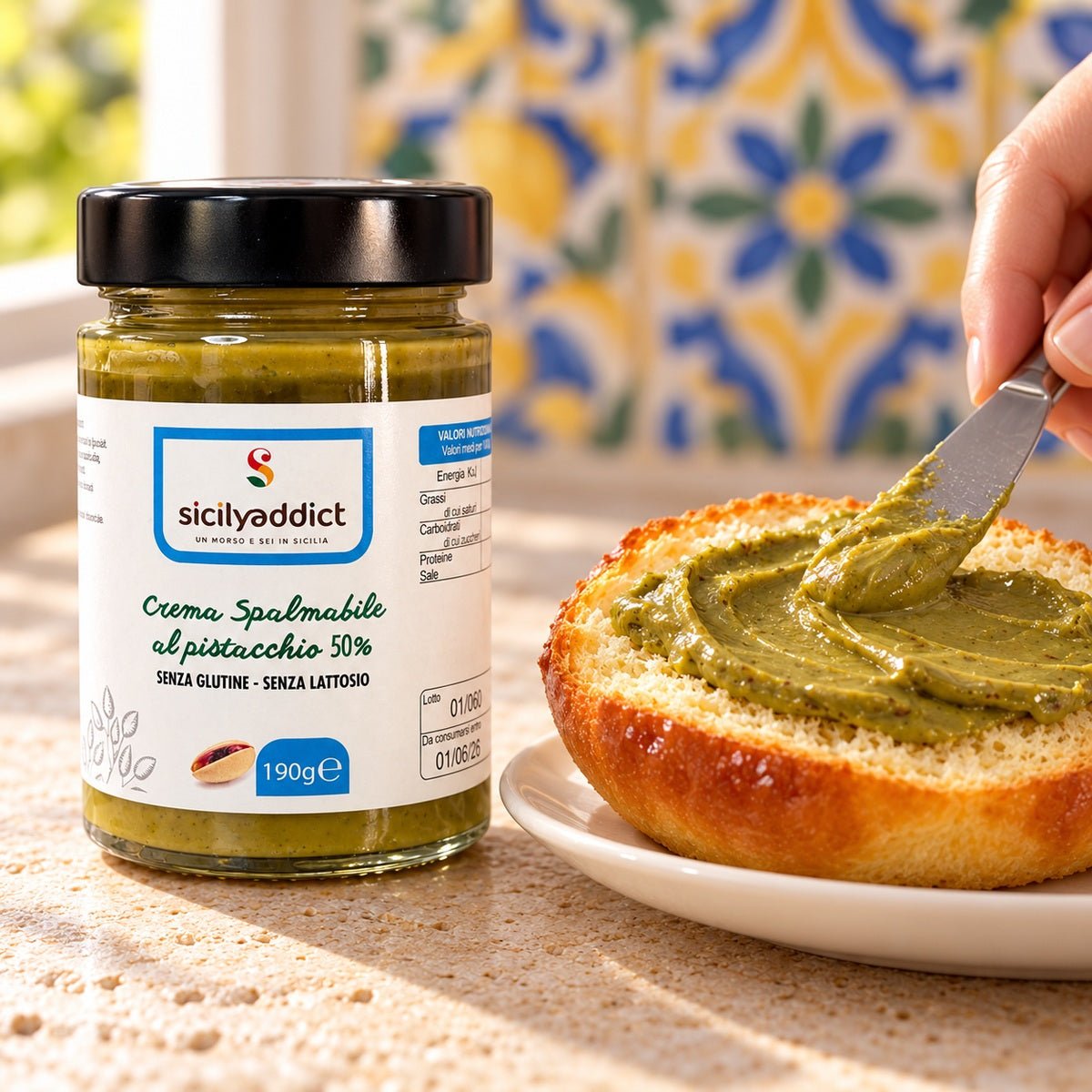 Crema al pistacchio senza glutine e lattosio 190 g - SicilyAddict