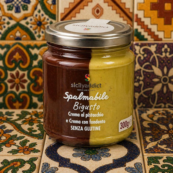 Crema bigusto al pistacchio e cioccolato fondente 300 g - SicilyAddict