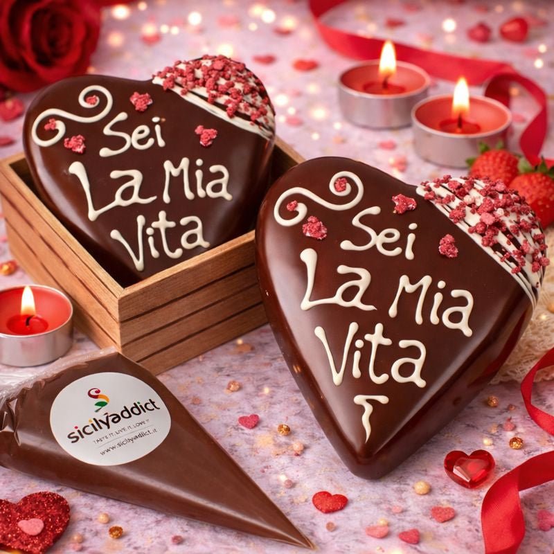 Cuore di cioccolato Fondente 400g + 150g sac a poche - SicilyAddict