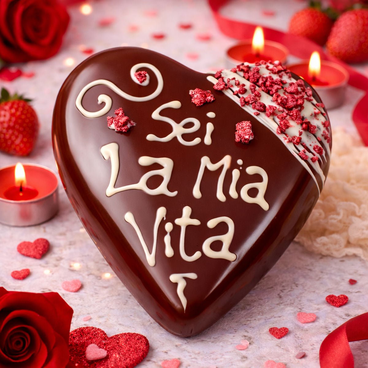 Cuore di cioccolato Fondente 400g + 150g sac a poche - SicilyAddict