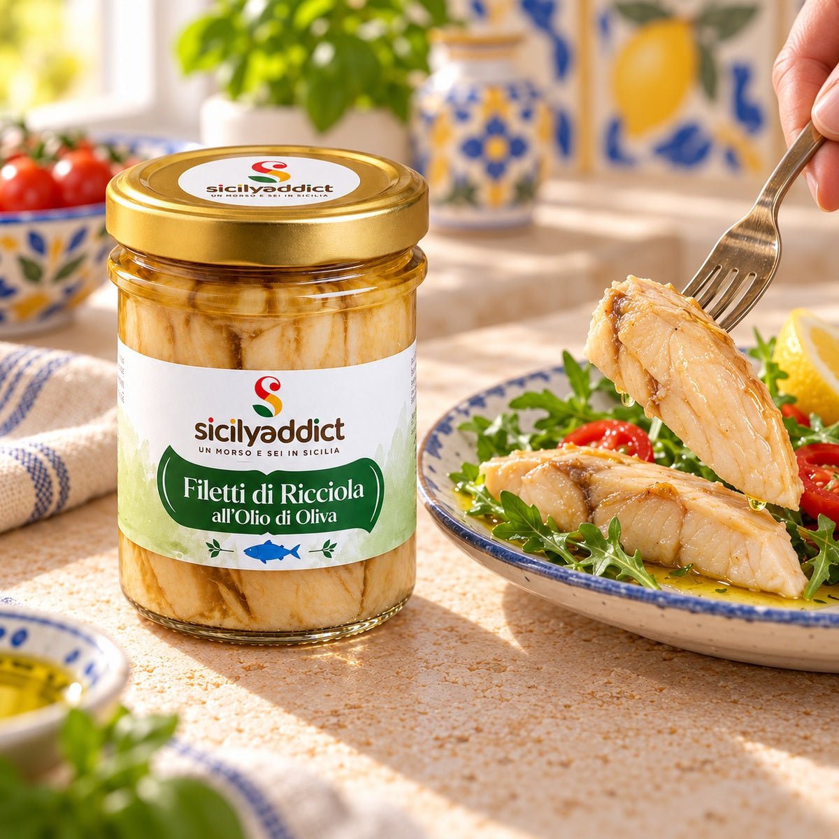 Filetti di Ricciola in olio di oliva siciliano 200g - SicilyAddict