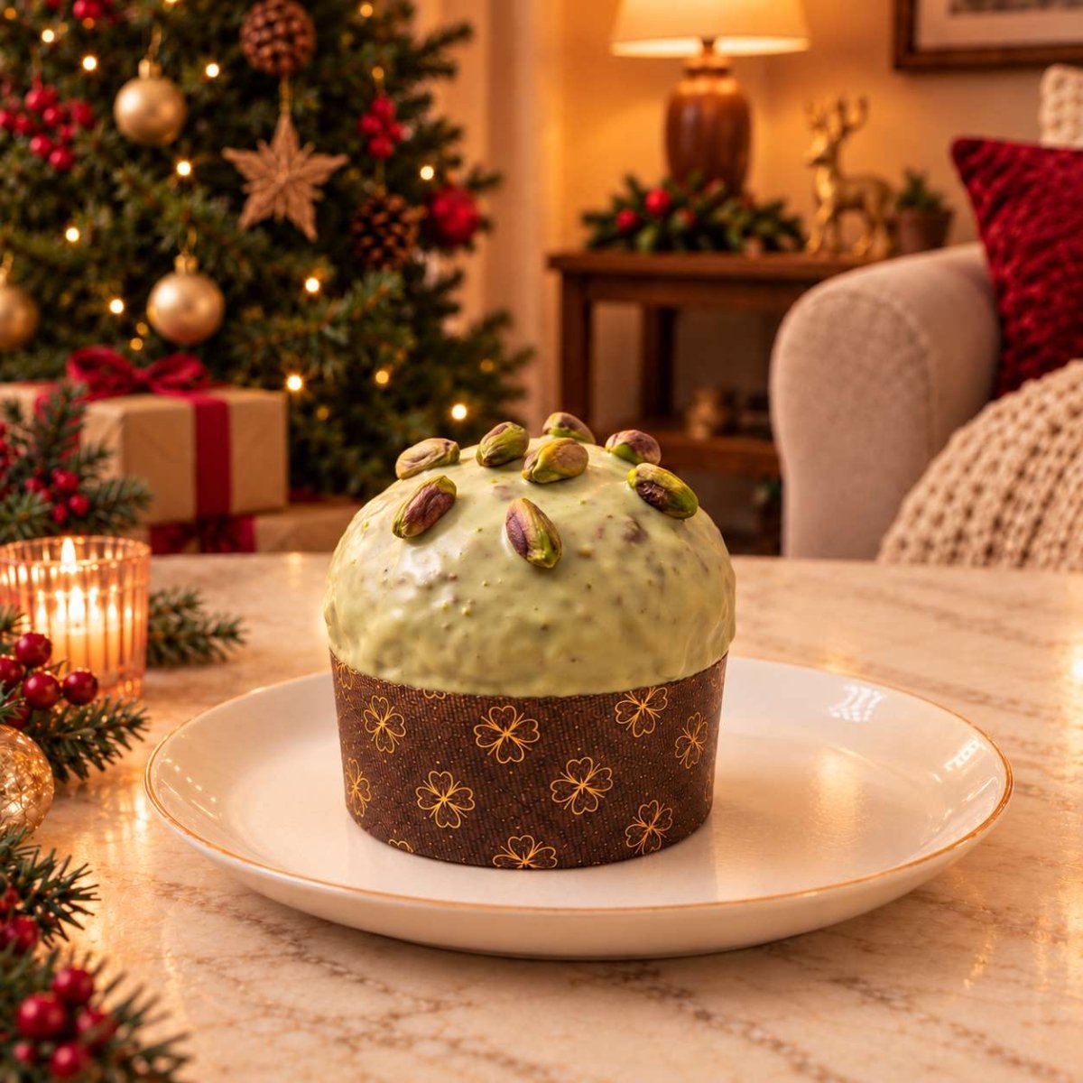 Panettoncino artigianale Pistacchio e Gocce di Cioccolato Bianco - SicilyAddict