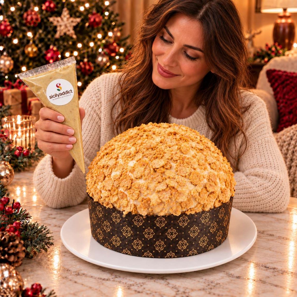 Panettone artigianale al cioccolato bianco e cereali ciokocereali - SicilyAddict