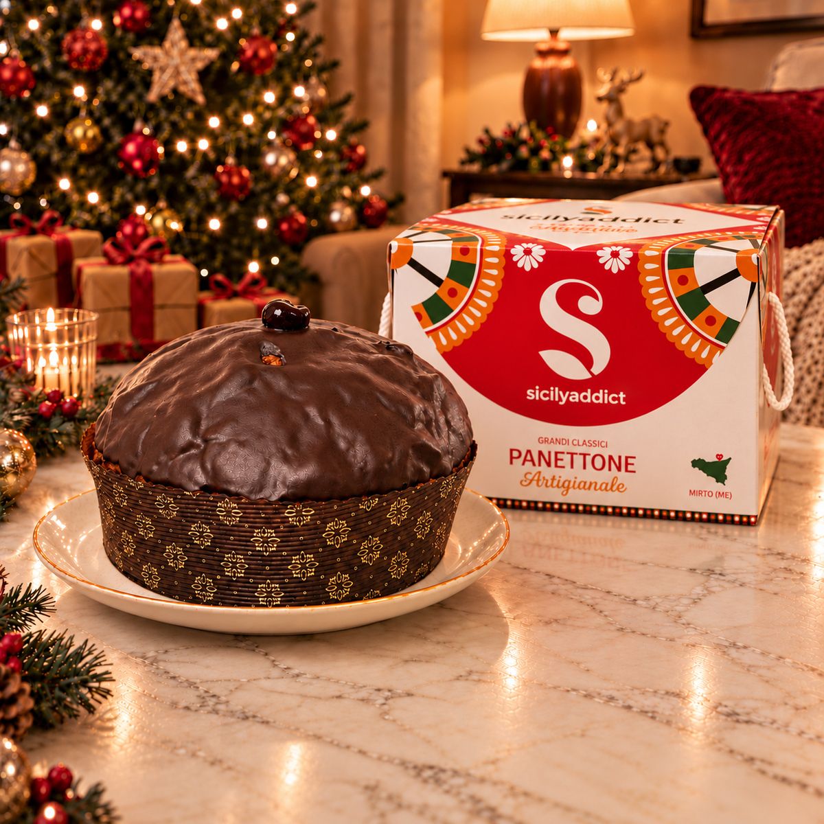 Panettone artigianale Amarene e Cioccolato Fondente - SicilyAddict