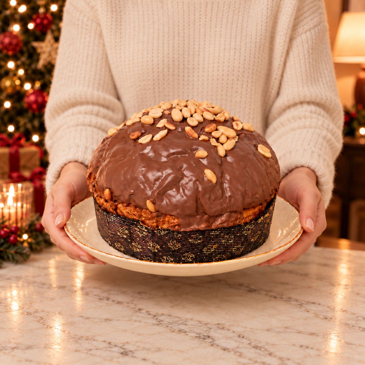 Panettone artigianale Caramello, Cioccolato e Arachidi - SicilyAddict