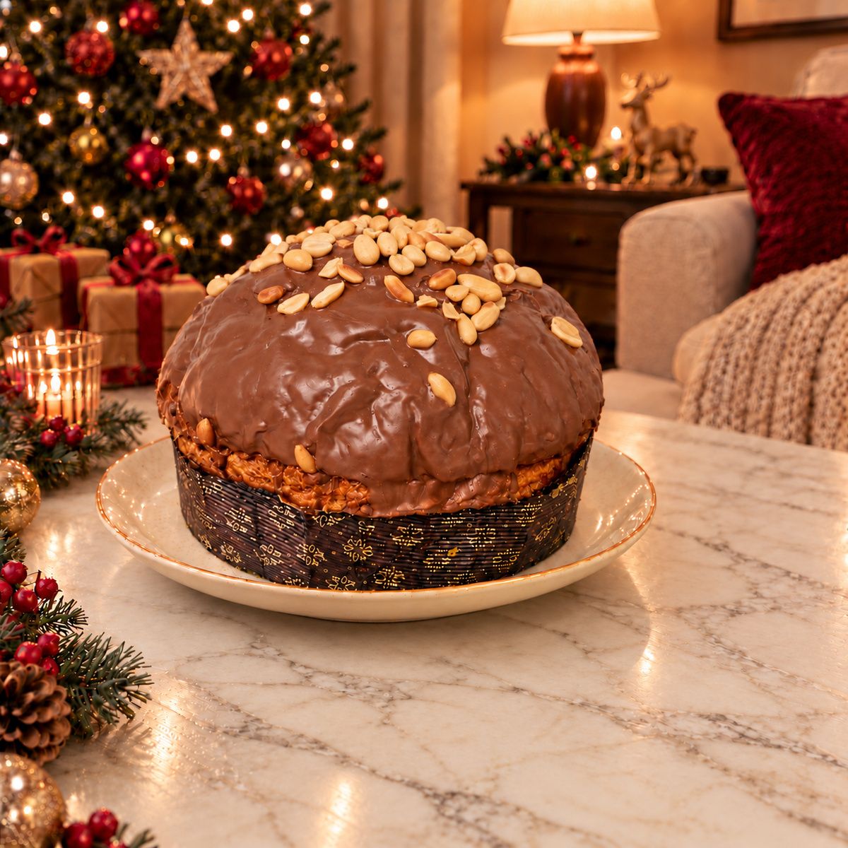 Panettone artigianale Caramello, Cioccolato e Arachidi - SicilyAddict