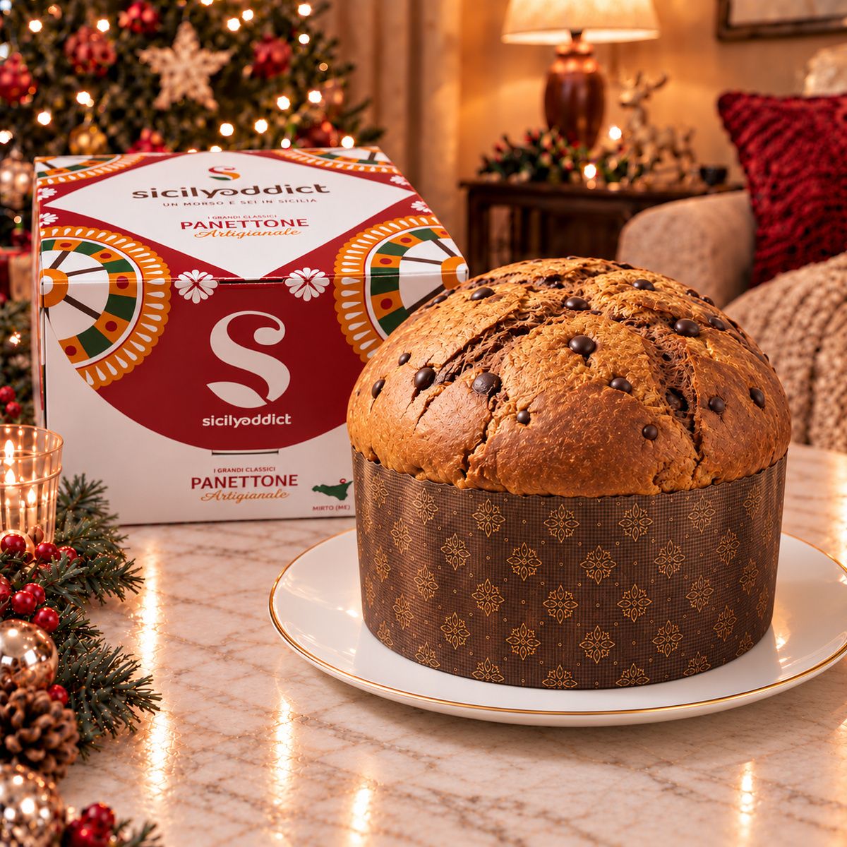 Panettone artigianale con gocce di cioccolato fondente - SicilyAddict
