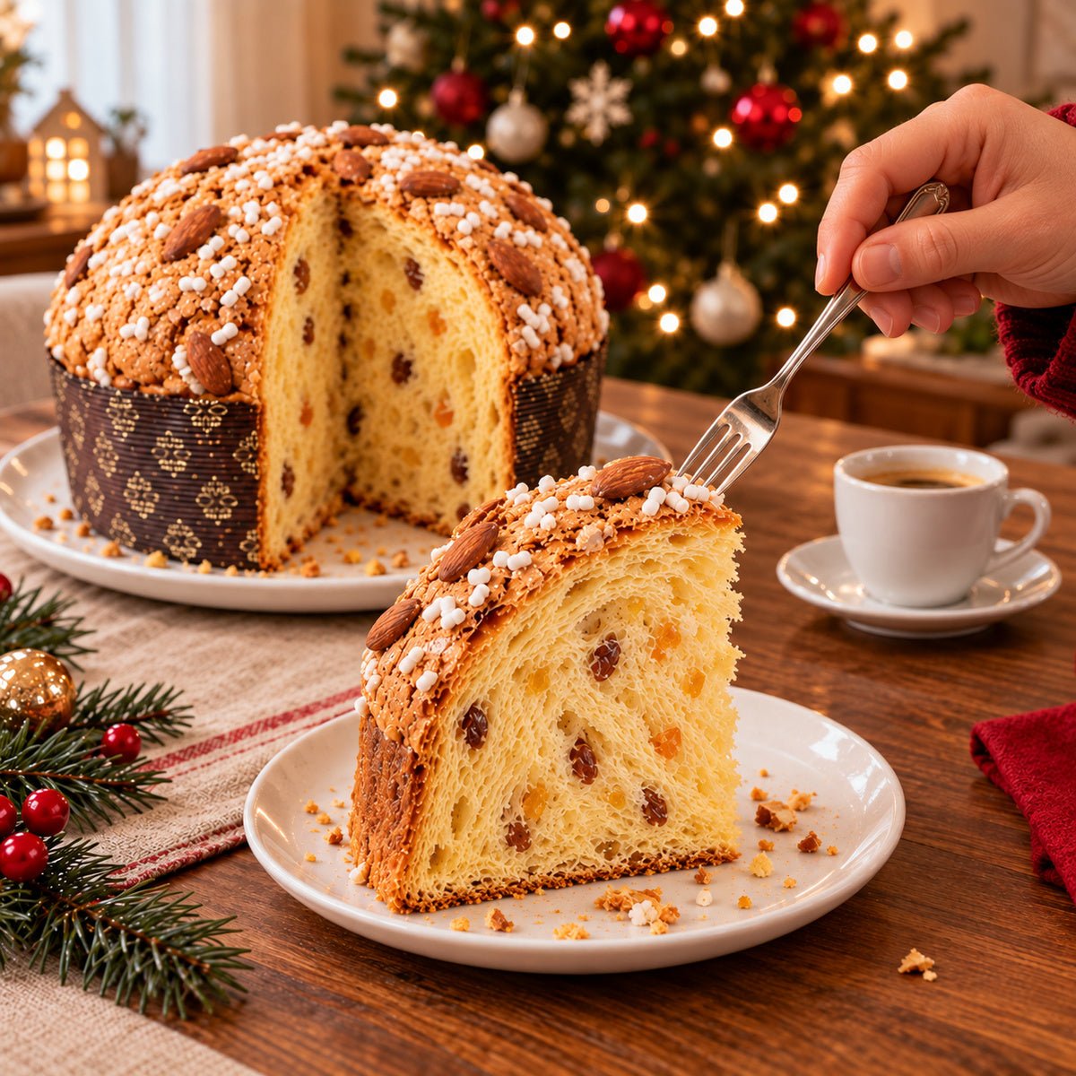 Dettaglio del panettone tradizionale da 800 g incluso nella SicilyBox.