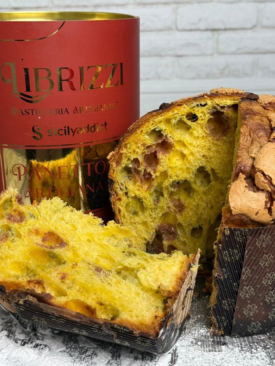 Panettone Pistacchio e Lamponi Linea Librizzi Deluxe 1kg - SicilyAddict