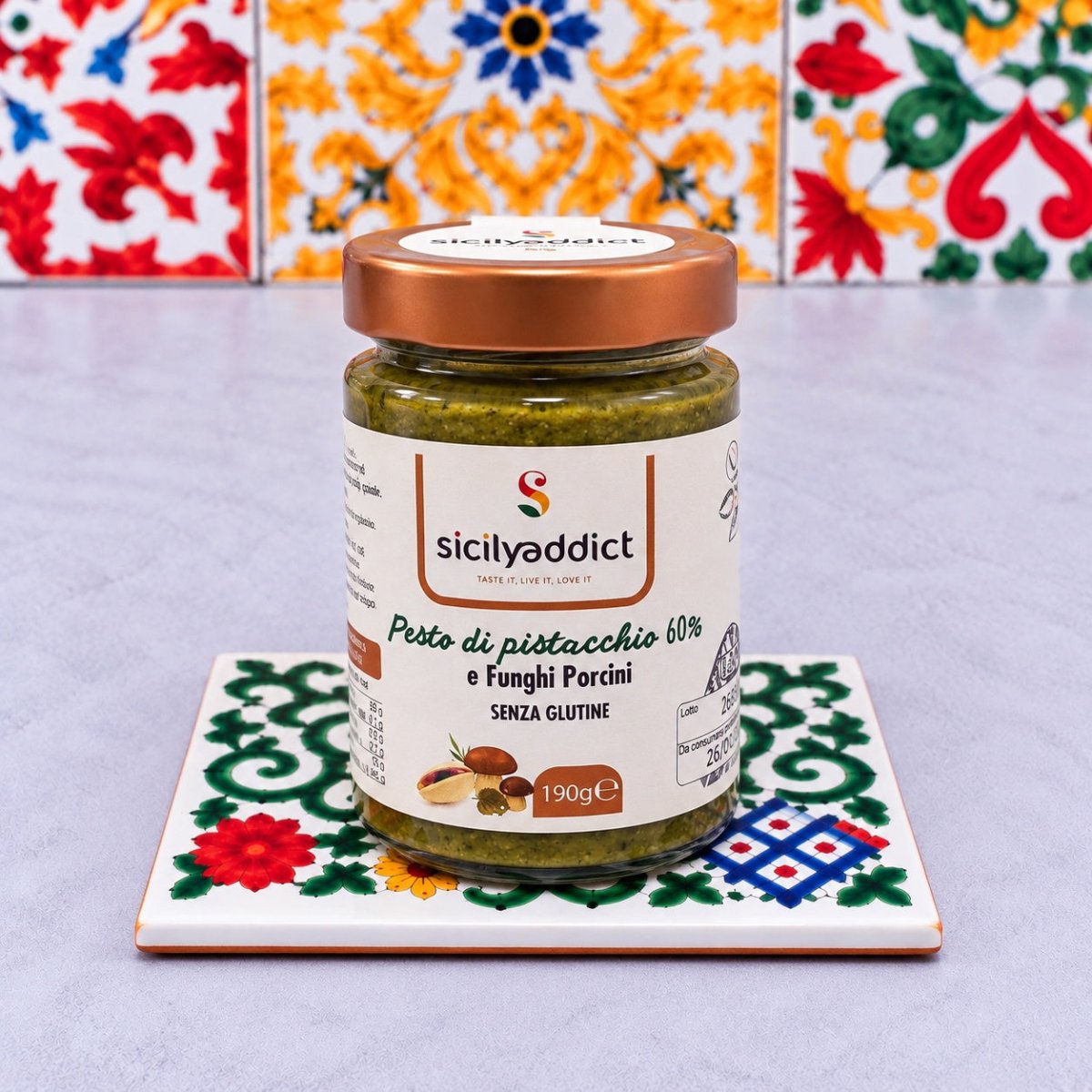 Pesto di pistacchio e funghi 190g - SicilyAddict