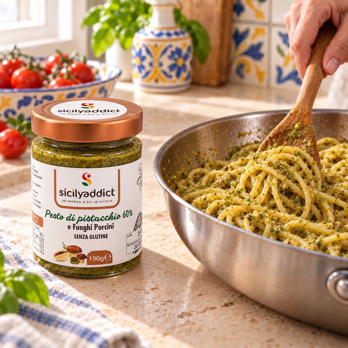 Pesto di pistacchio e funghi 190g - SicilyAddict