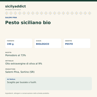 Pesto siciliano bio 190 g - SicilyAddict