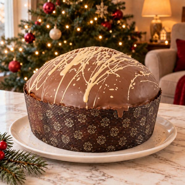 Panettone Ciokocaramel al cioccolato e caramello salato SicilyAddict, intero.