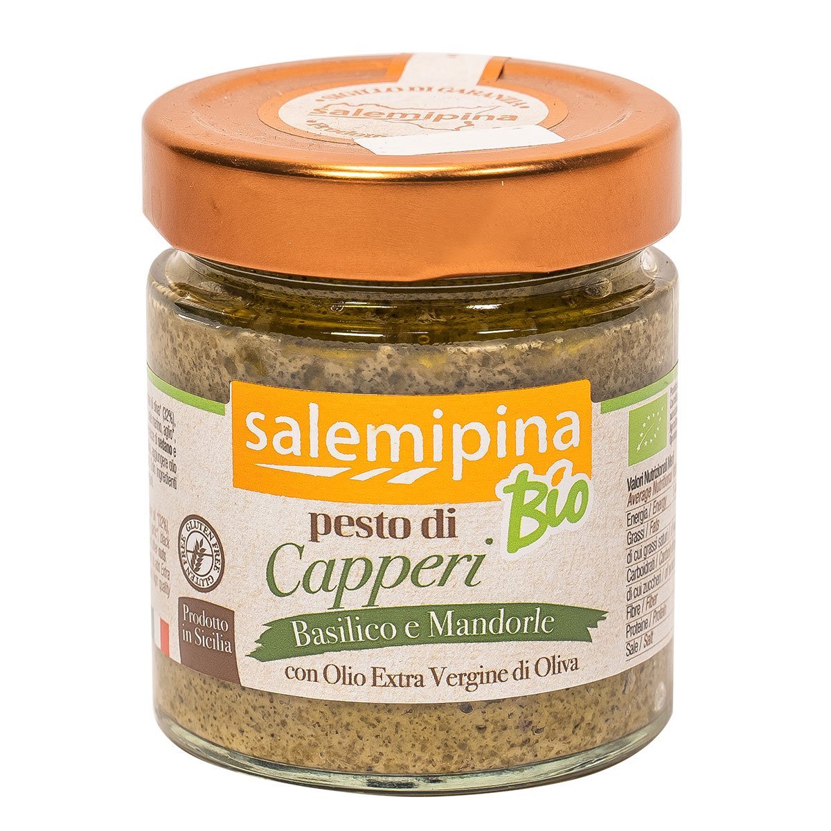 Pesto di capperi e mandorle con basilico bio 190 g - SicilyAddict