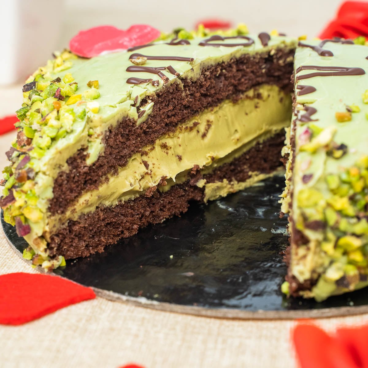 Torta artigianale al cioccolato con crema di pistacchio Pistalove 600g con Confezione Regalo - SicilyAddict