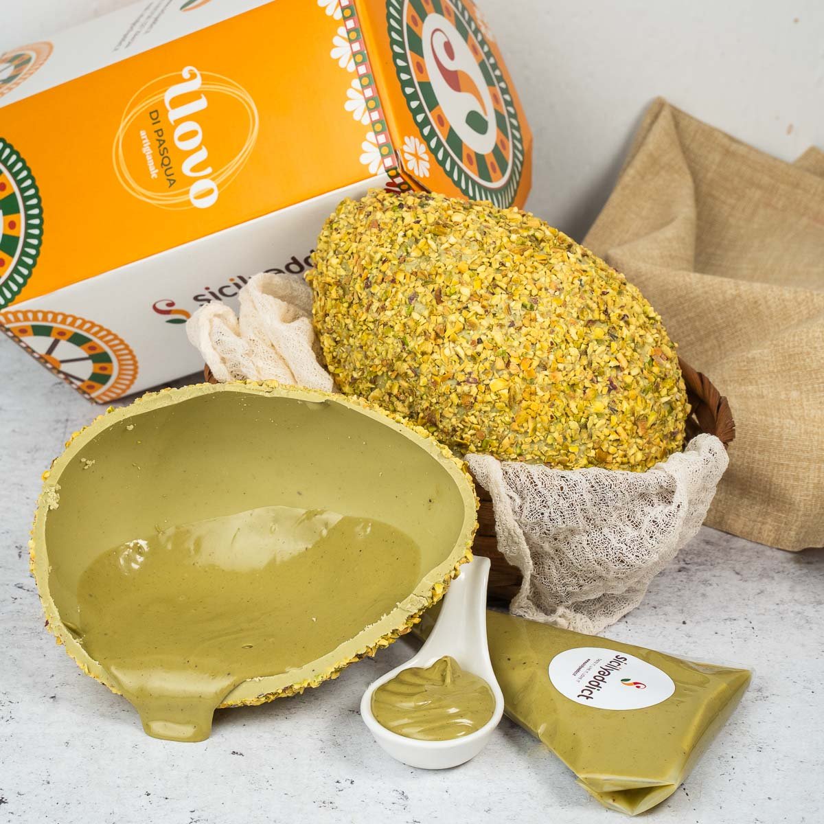Uovo di Pasqua al Pistacchio artigianale 400g - SicilyAddict