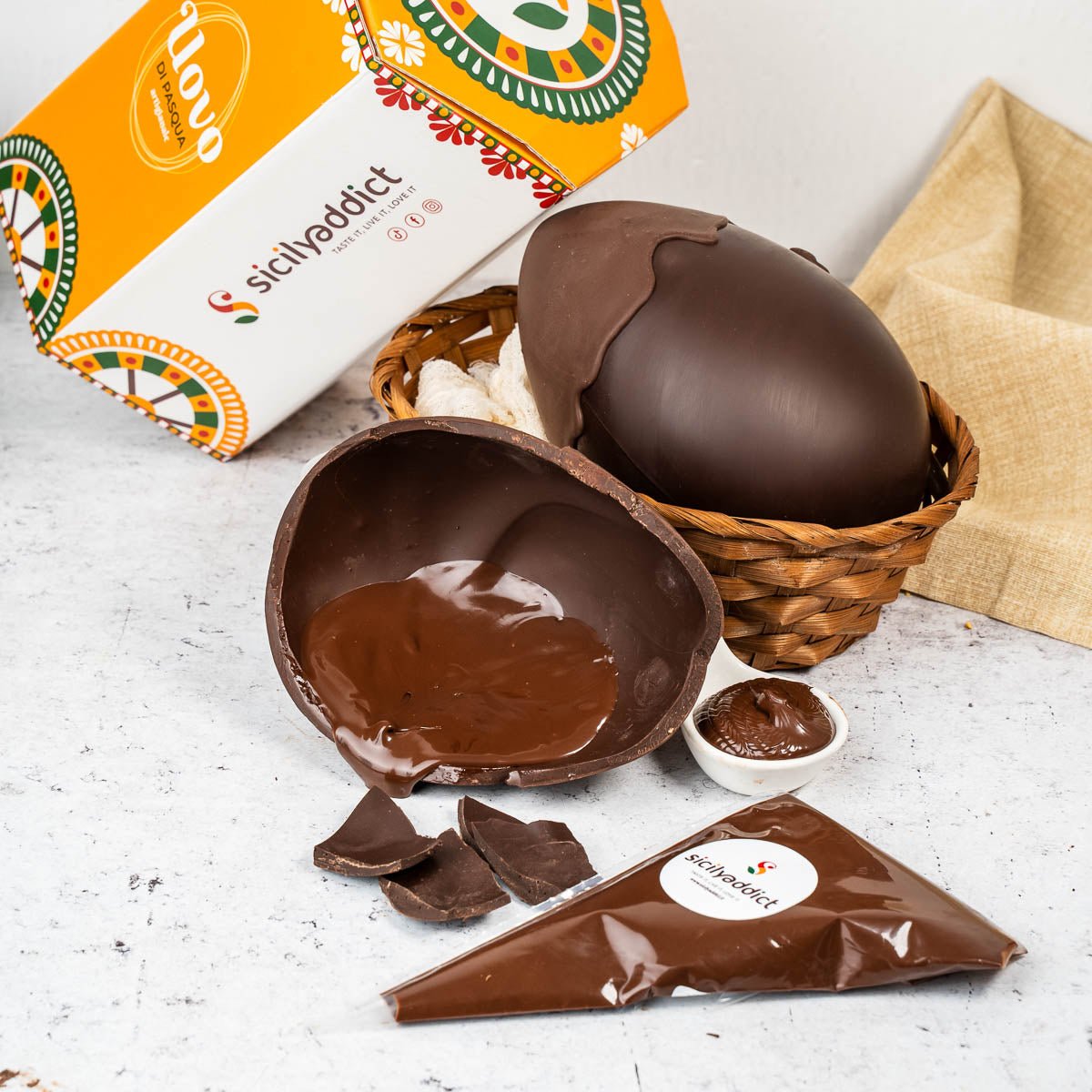 Uovo di Pasqua artigianale al cioccolato fondente Ciokodark 350g - SicilyAddict
