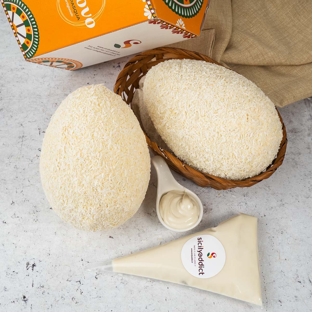 Uovo di Pasqua artigianale cocco e cioccolato bianco Ciokococco 350g - SicilyAddict