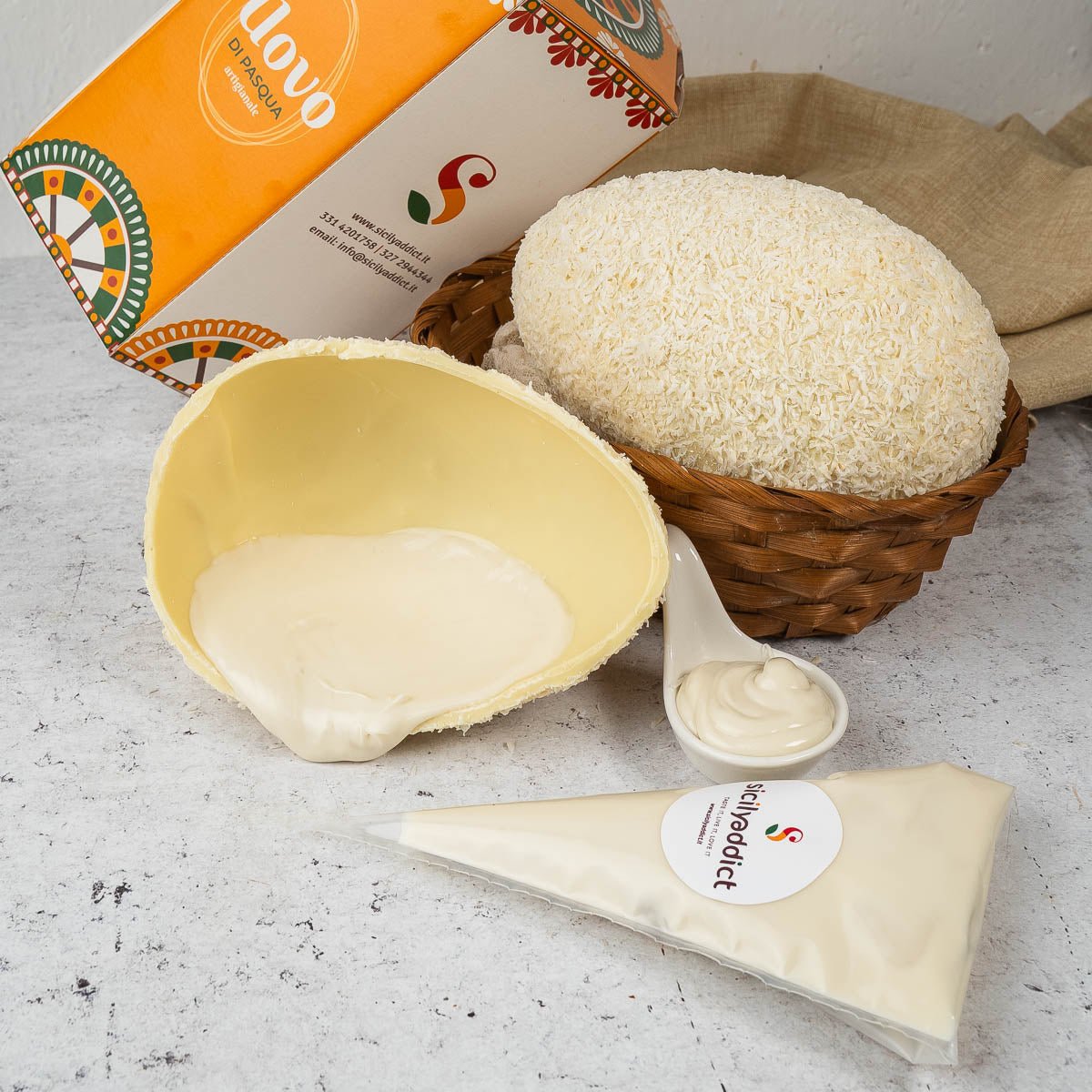 Uovo di Pasqua artigianale cocco e cioccolato bianco Ciokococco 350g - SicilyAddict