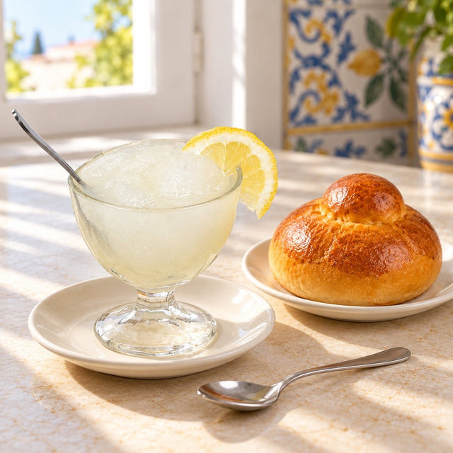 Kit 6 granite Limone con brioche co' tuppo – foto SicilyAddict