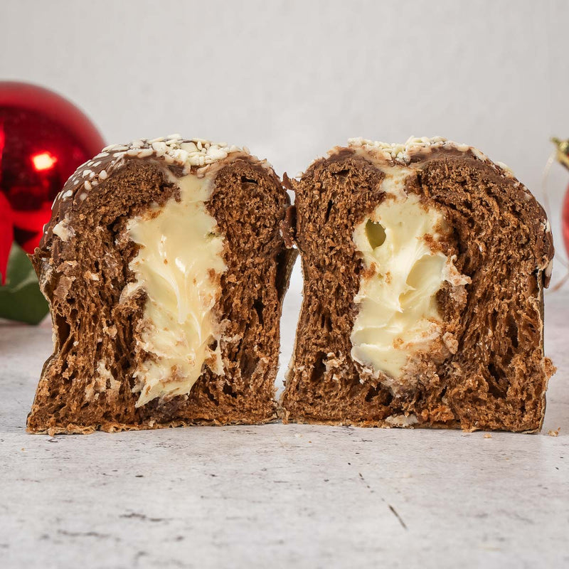 Panettoncino artigianale farcito ai Tre Cioccolati 150g