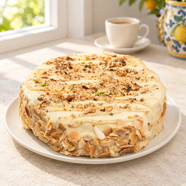 Torta con mandorle, nocciole e pistacchi 600g