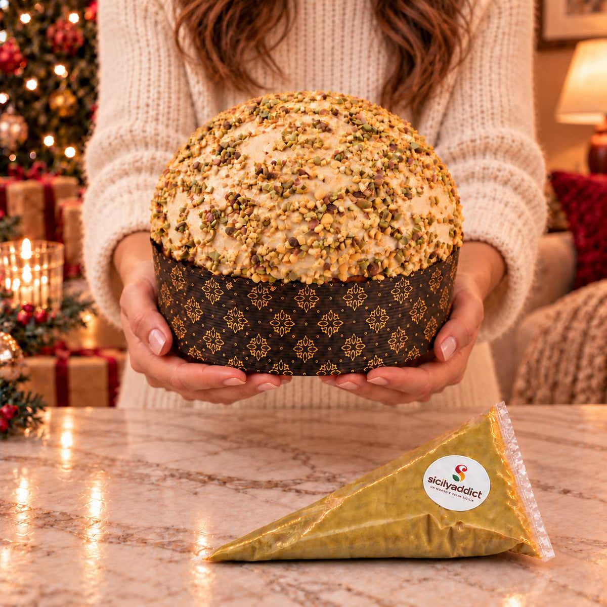 Panettone artigianale al cioccolato e pistacchio Ciokopistacchio