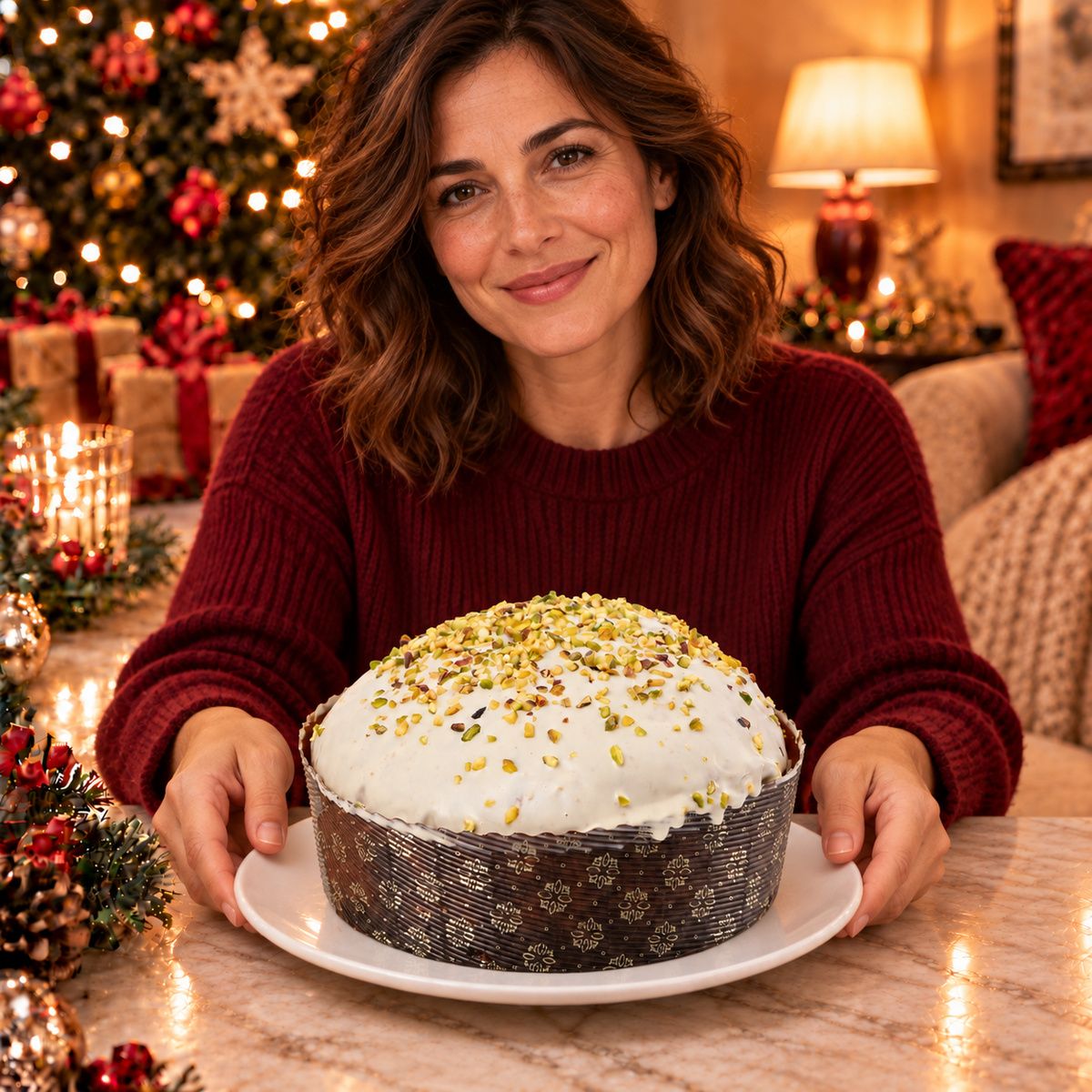 Panettone artigianale Pistacchio e Gocce di Cioccolato Bianco