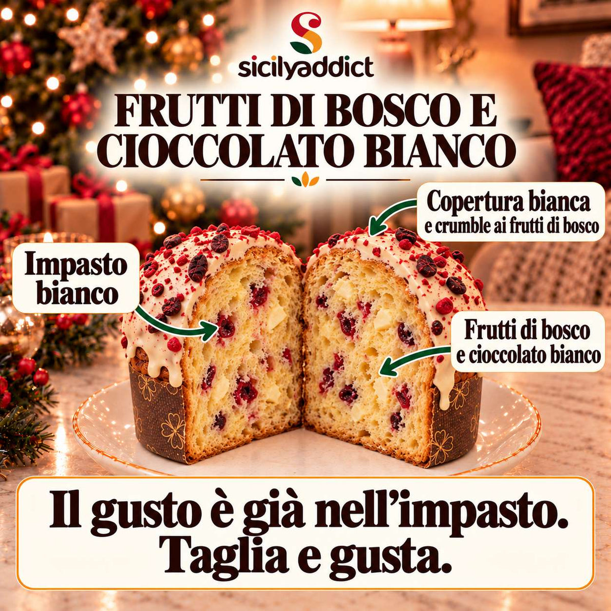 Panettoncino artigianale Frutti di Bosco e Cioccolato Bianco
