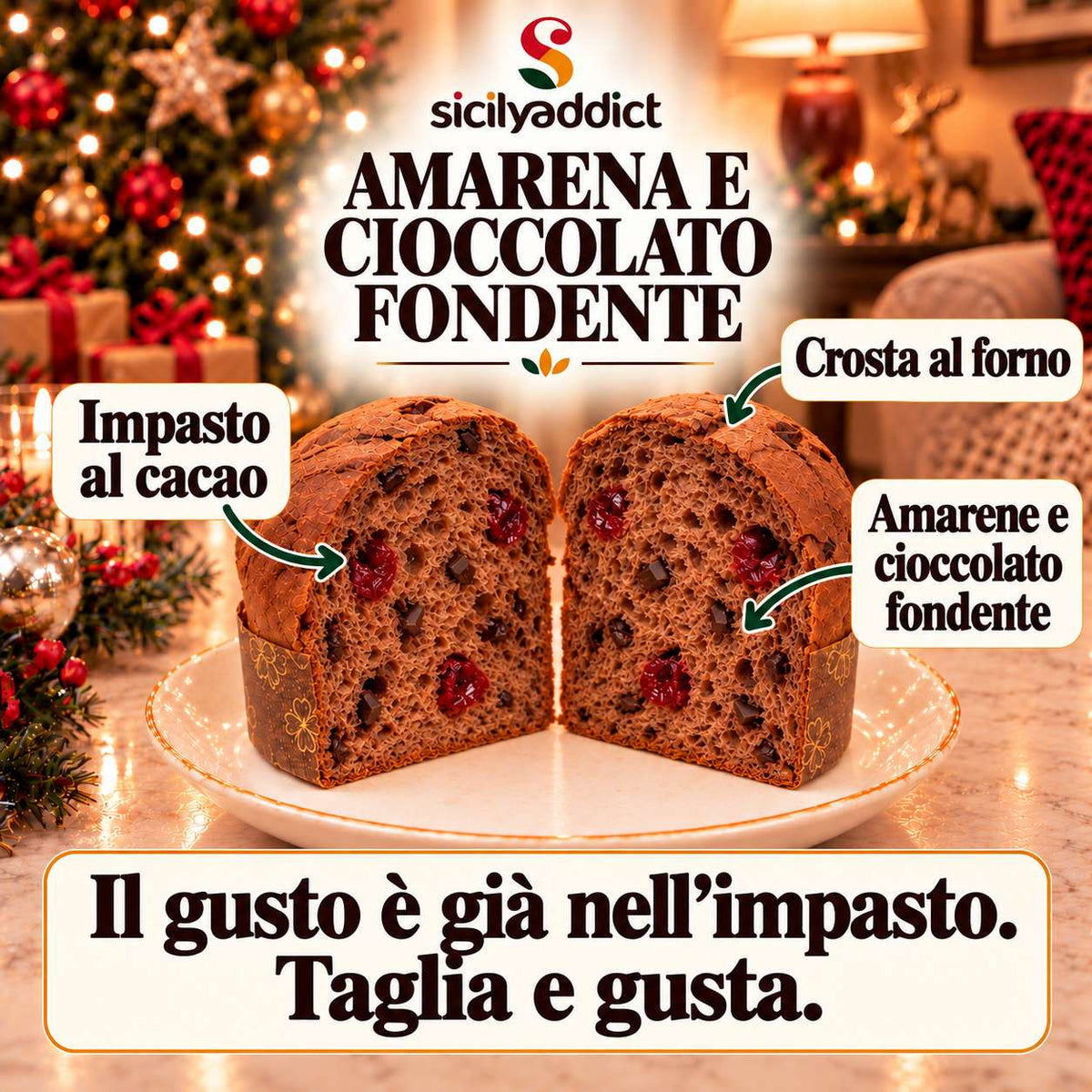 Panettoncino artigianale Amarene e cioccolato Fondente