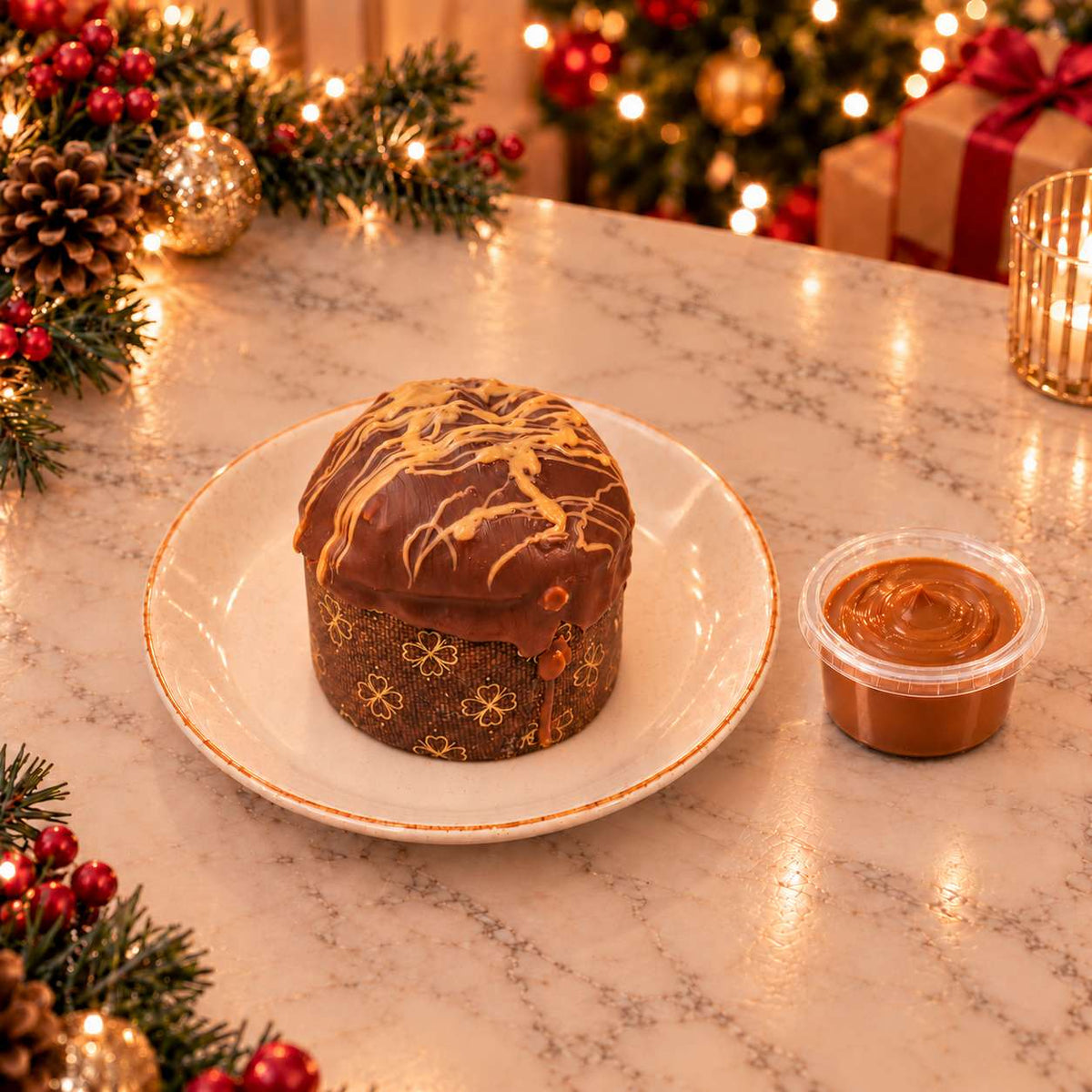 Panettoncino artigianale Caramello, Cioccolato e arachidi
