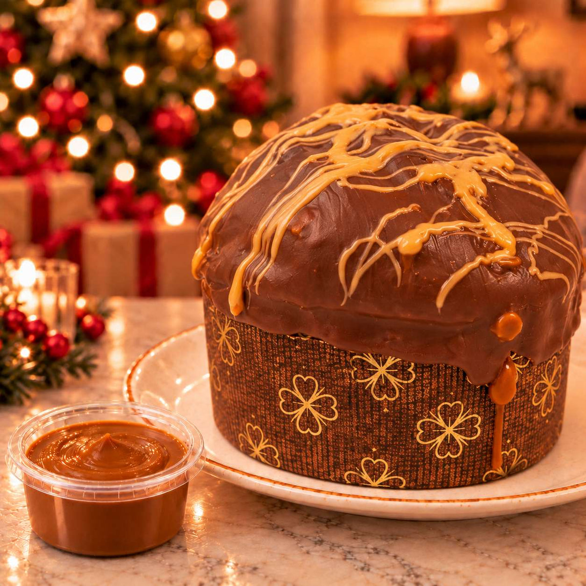 Panettoncino artigianale Caramello, Cioccolato e arachidi