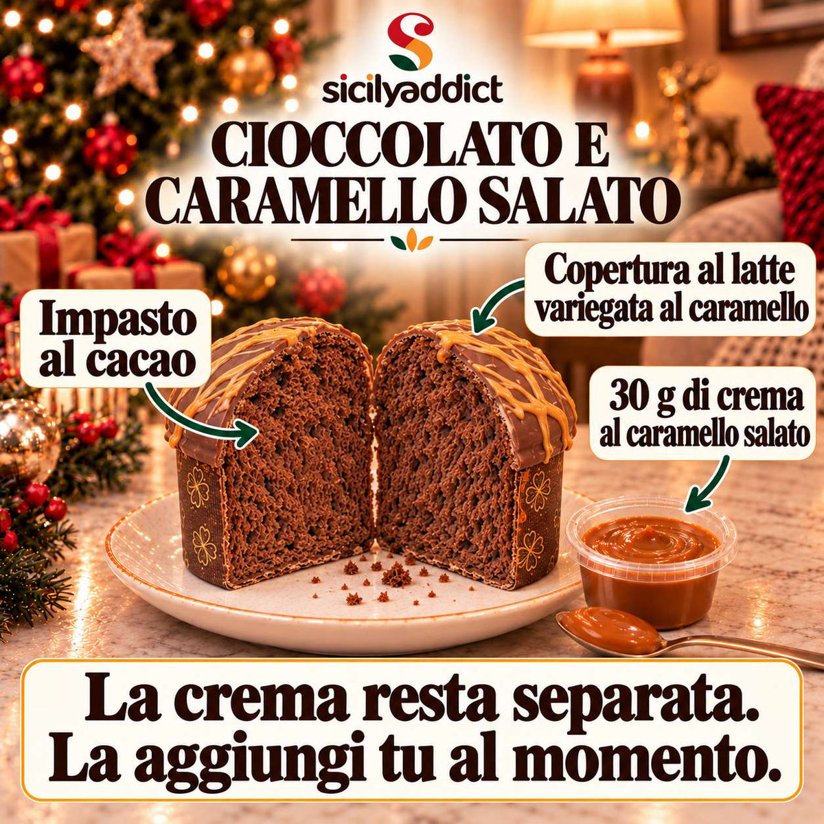 Panettoncino artigianale Caramello, Cioccolato e arachidi