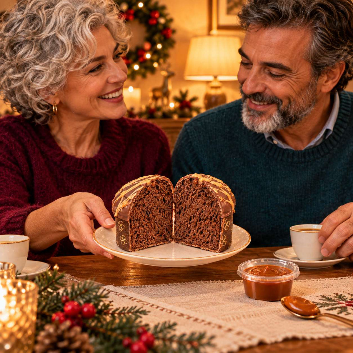 Panettoncino artigianale Caramello, Cioccolato e arachidi