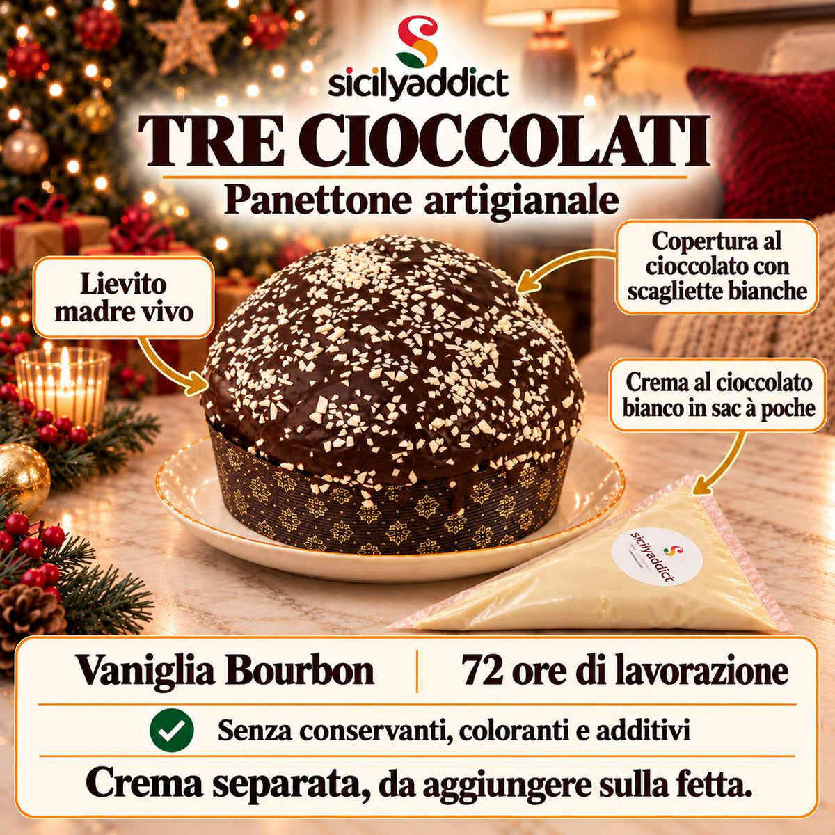 Panettone artigianale ai Tre Cioccolati