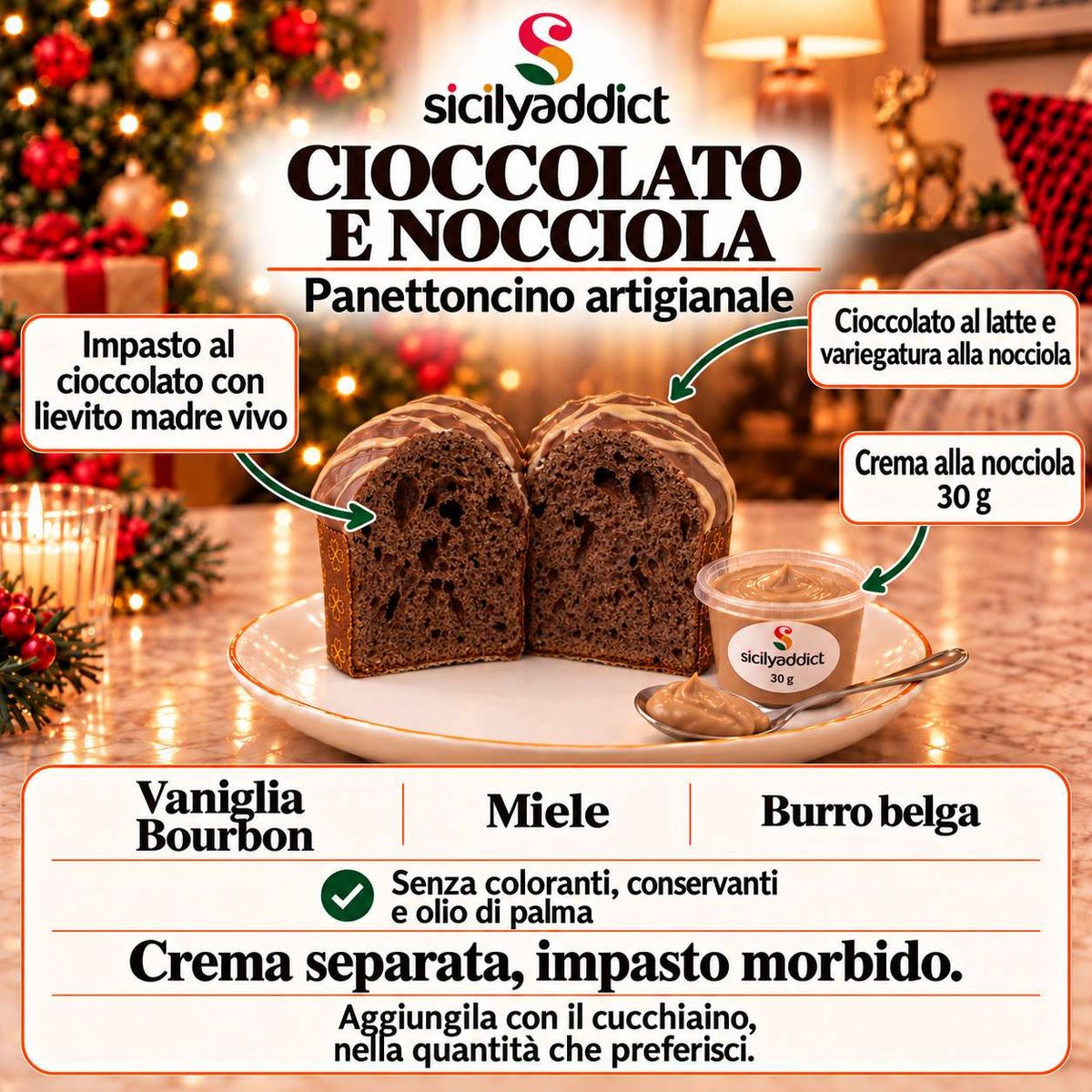 Panettoncino artigianale al cioccolato e nocciole Ciokonocciola