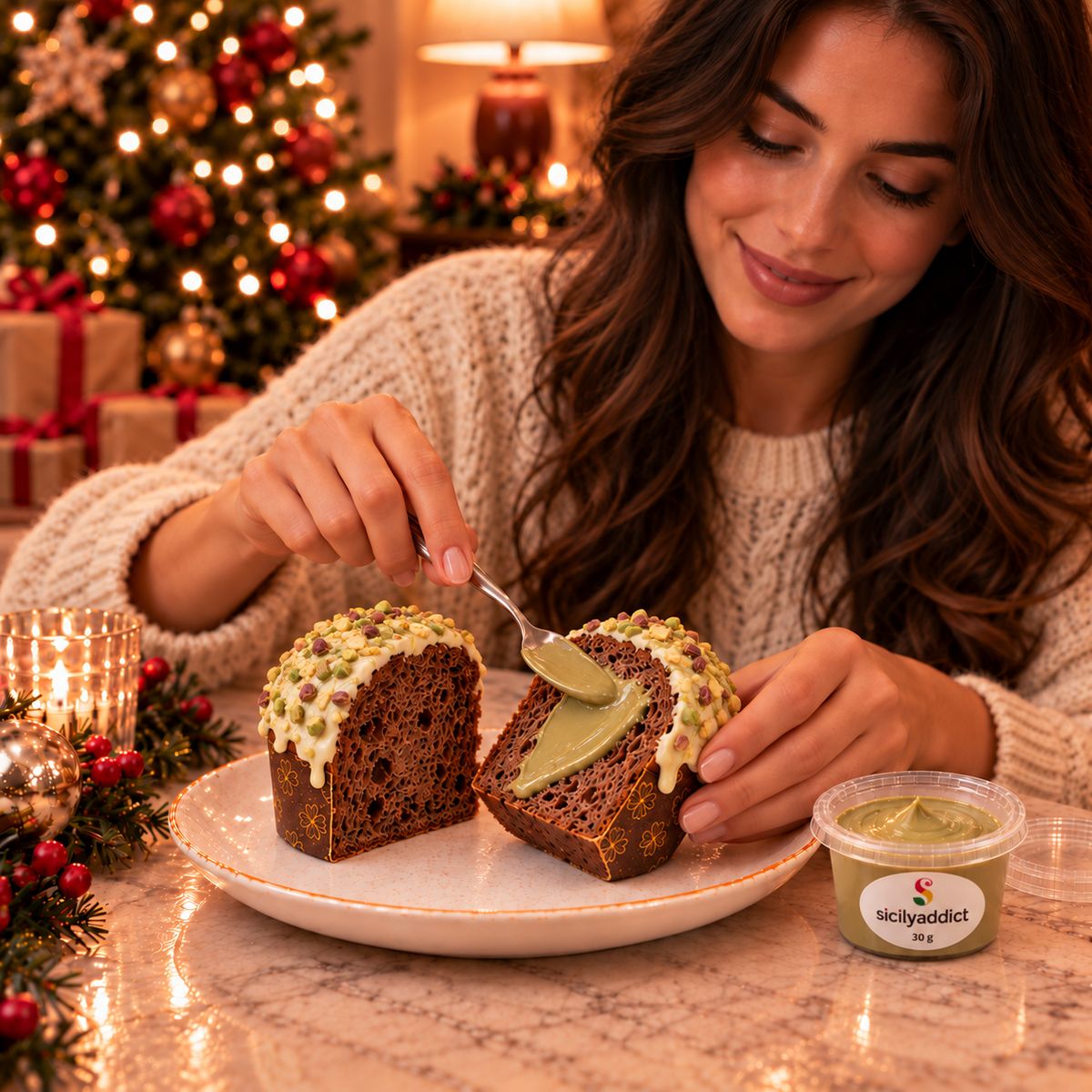 Panettoncino artigianale al cioccolato e pistacchio ciokopistacchio