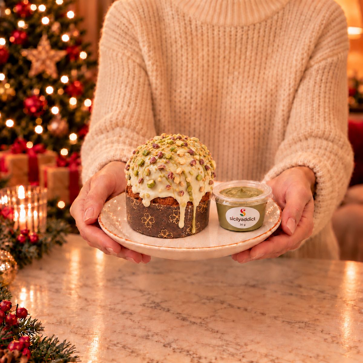 Panettoncino artigianale al cioccolato e pistacchio ciokopistacchio