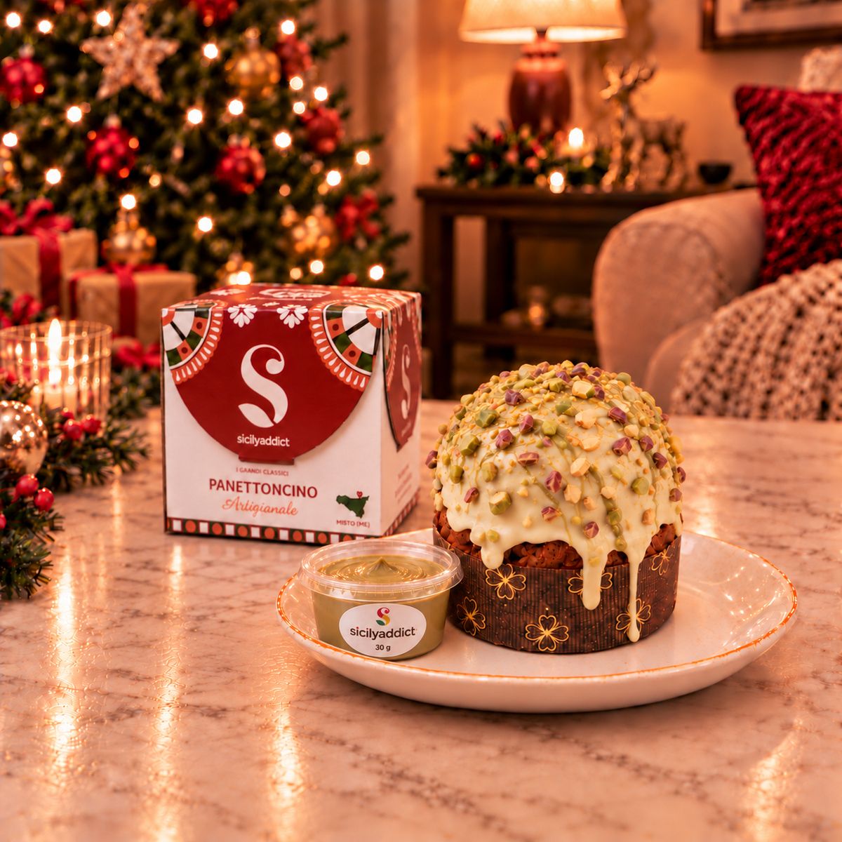 Panettoncino artigianale al cioccolato e pistacchio ciokopistacchio
