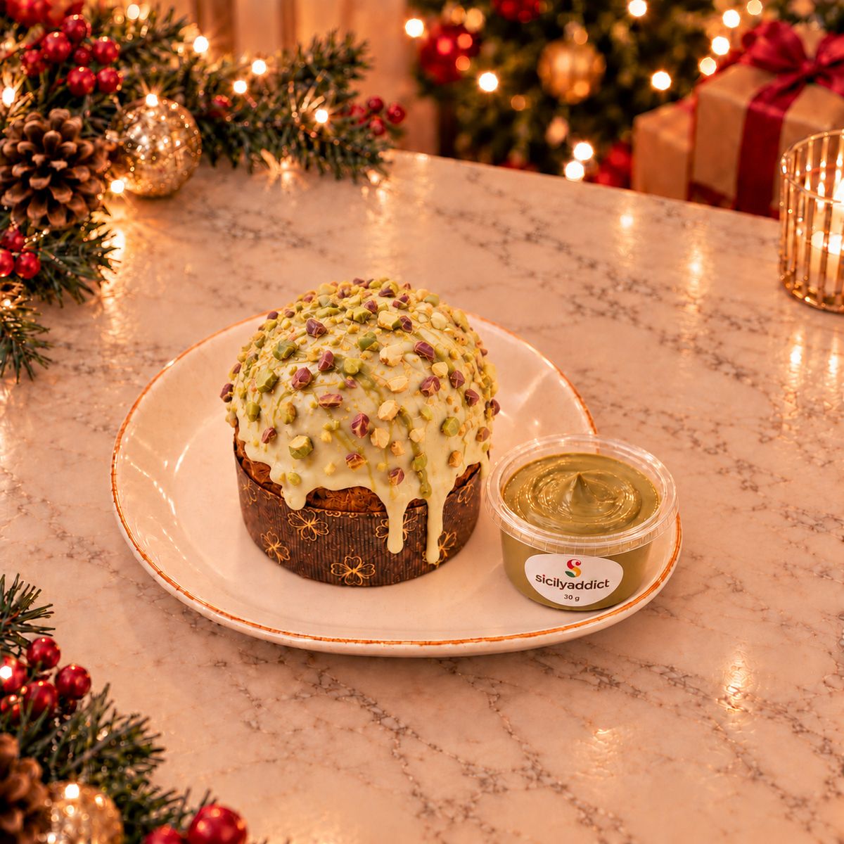 Panettoncino artigianale al cioccolato e pistacchio ciokopistacchio