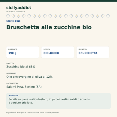 Bruschetta alle zucchine bio 190 g - SicilyAddict