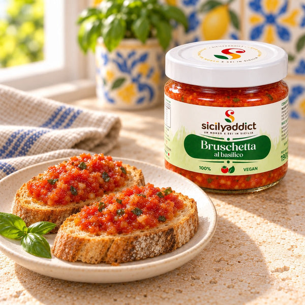 Bruschetta con pomodoro e basilico 190g - SicilyAddict