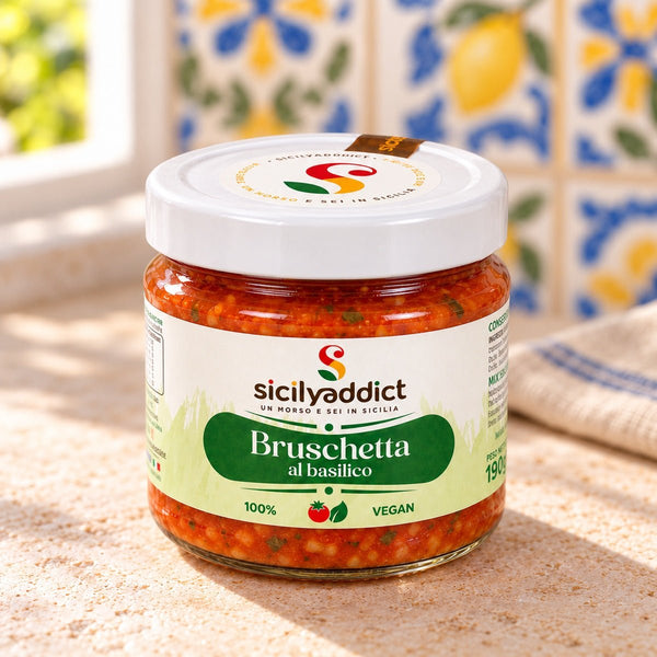 Bruschetta con pomodoro e basilico 190g - SicilyAddict