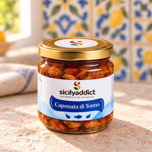 Caponata di melanzane e tonno 200g - SicilyAddict