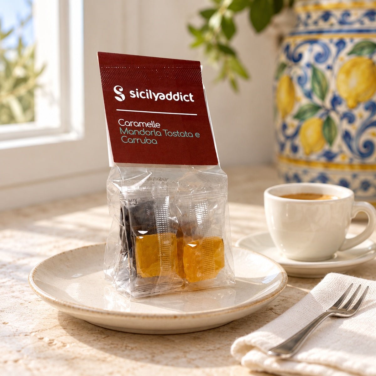 Caramelle artigianali alla mandorla tostata e carruba 40g - SicilyAddict